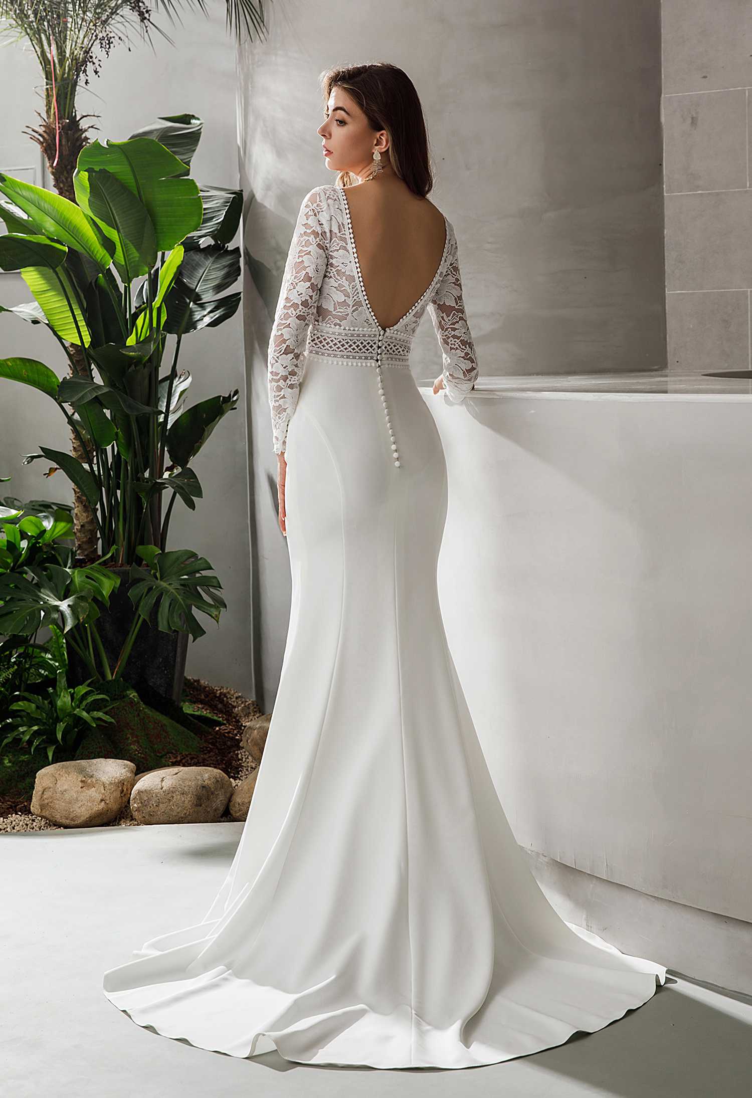 Long Sleeve Boho Wedding Dress - wedding dress at Lacy Bridal San Antonio