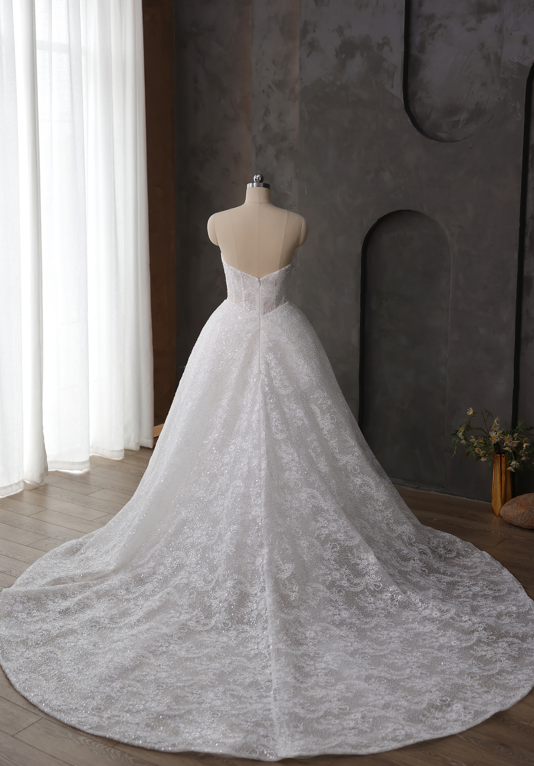 Beaded Corset Ball Gown with Illusion Bodice - wedding dress at Lacy Bridal San Antonio
