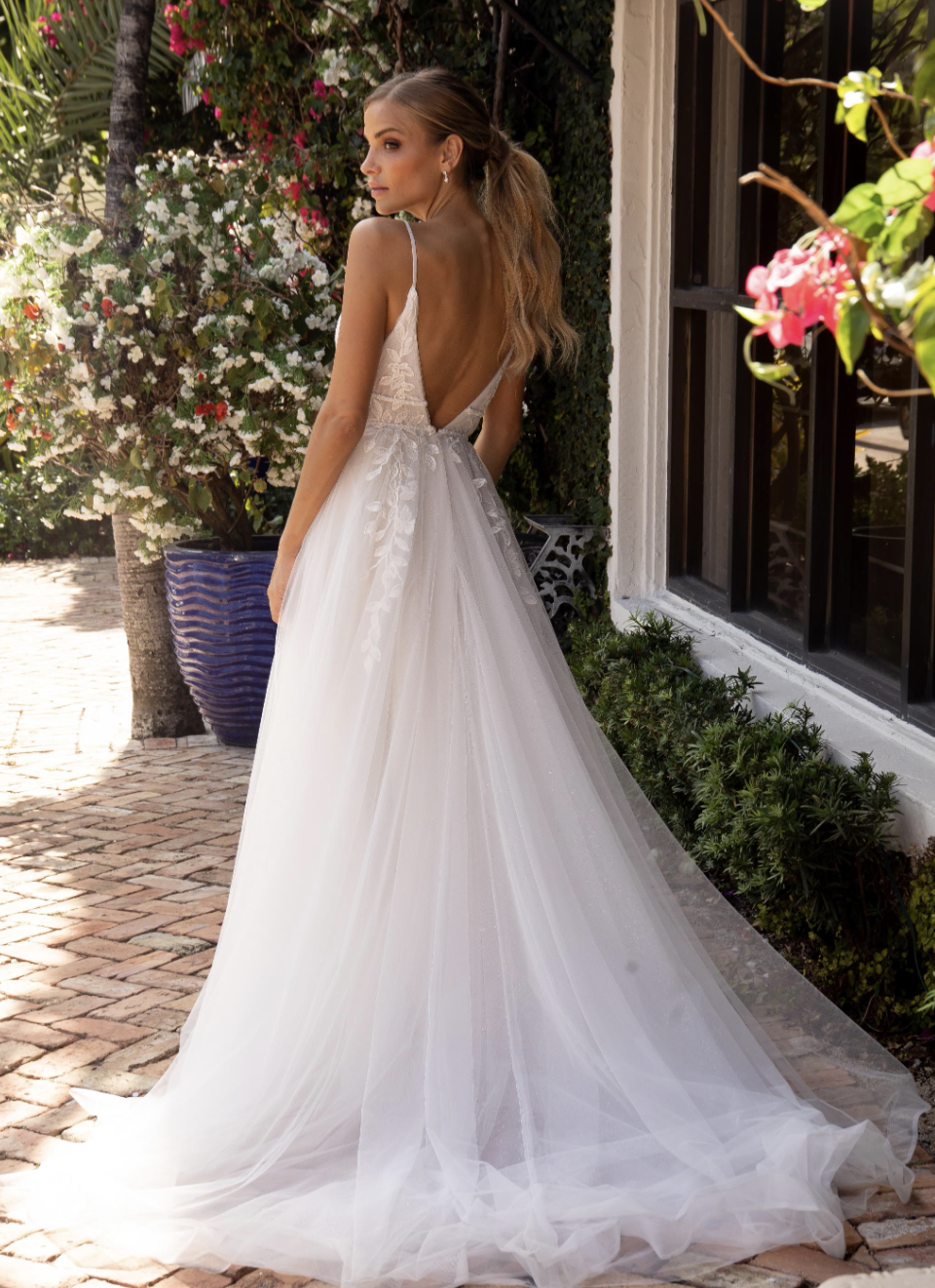 Light Tulle & Lace A-Line Wedding Dress | Airy Boho Romance by Lacy Bridal - wedding dress at Lacy Bridal San Antonio