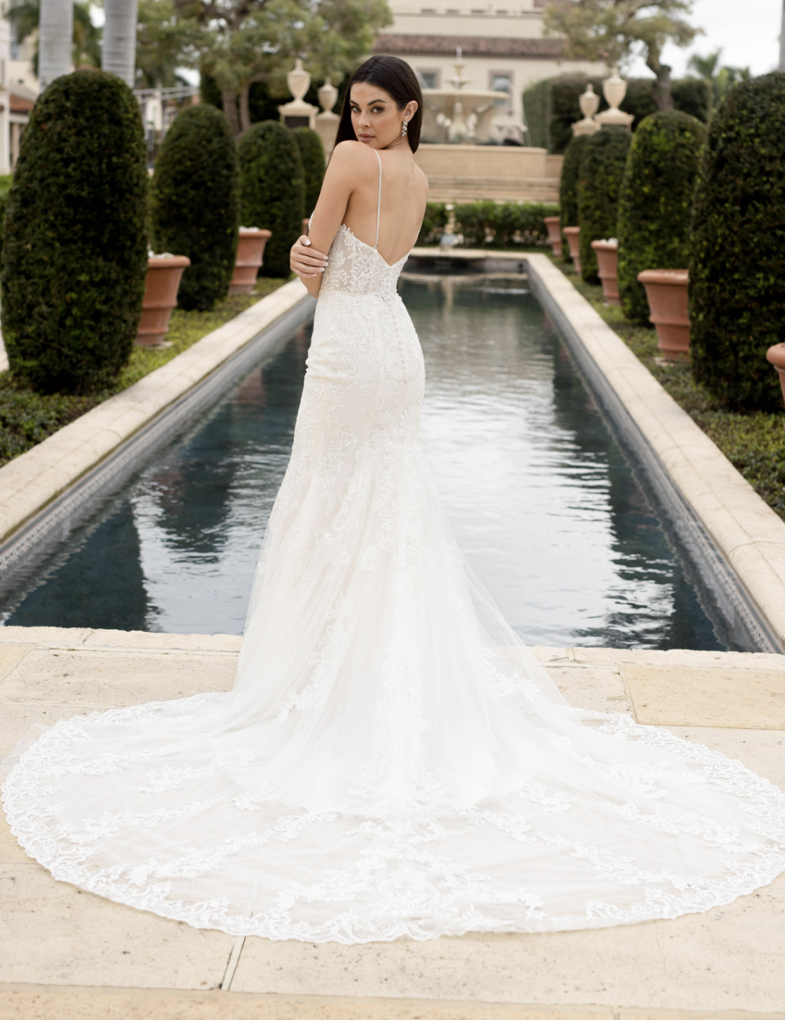 Lace Mermaid Wedding Dress with Sheer Corset Bodice | Timeless Elegance by Lacy Bridal - wedding dress at Lacy Bridal San Antonio