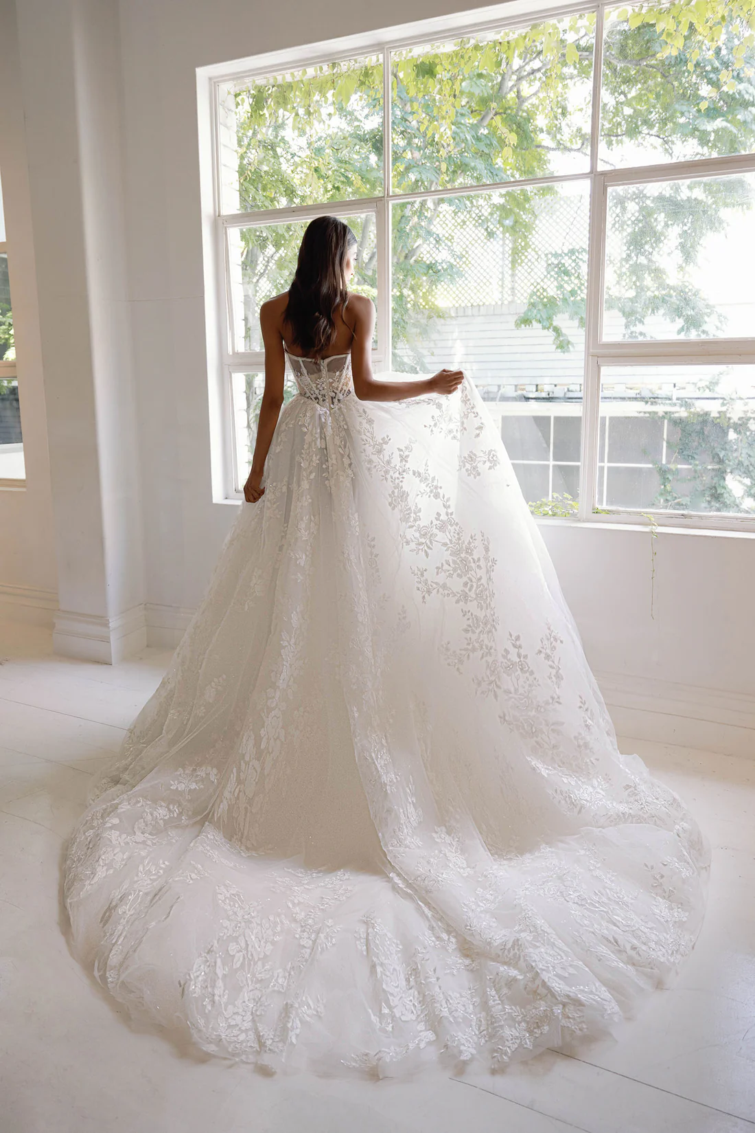 Corset Tulle Ball Gown Wedding Dress with Floral Appliqué | Fairytale Elegance by Lacy Bridal - wedding dress at Lacy Bridal San Antonio