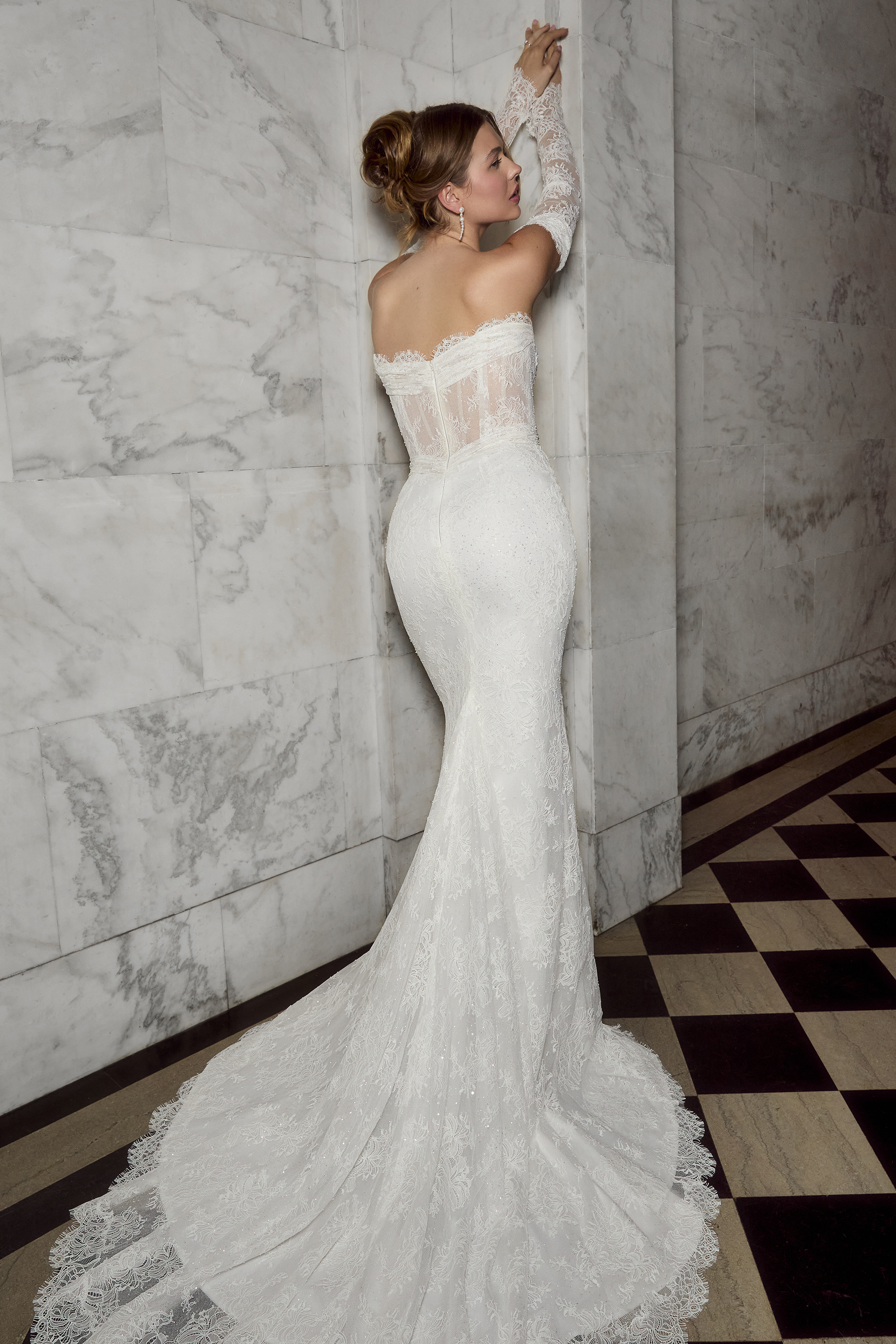 Chantilly Lace Fit and Flare Wedding Dress - wedding dress at Lacy Bridal San Antonio
