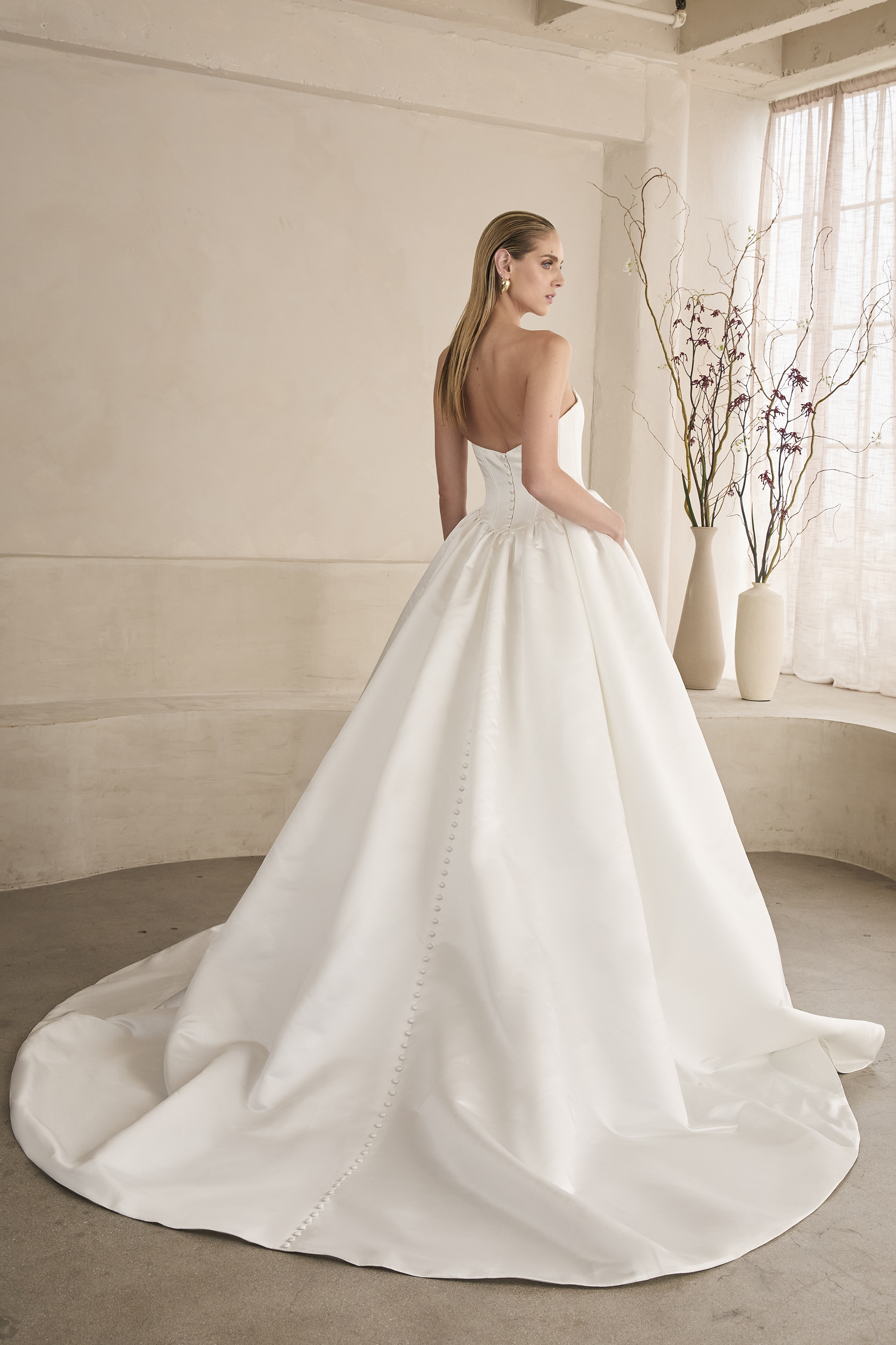 Satin Corset Inspired Ballgown Wedding Dress - wedding dress at Lacy Bridal San Antonio