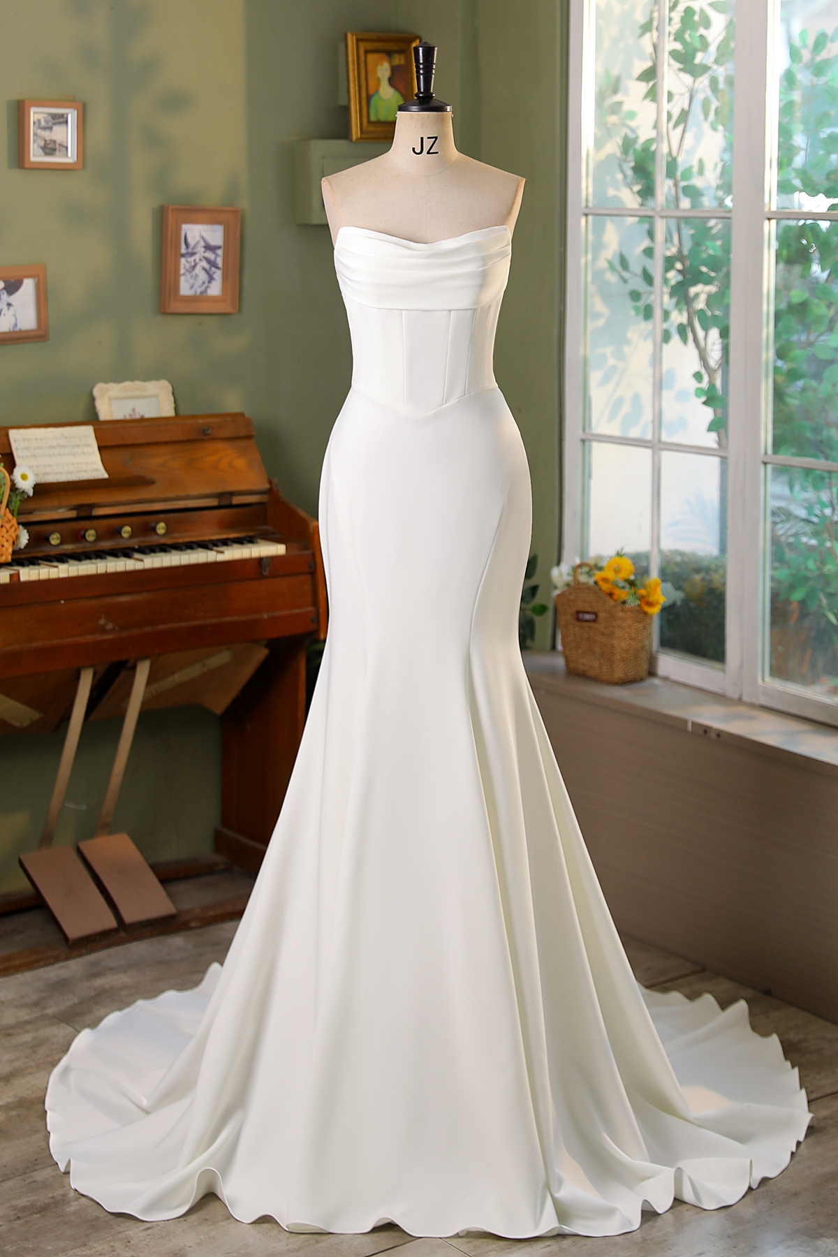 Minimalist Strapless Satin Wedding Dress | Modern Elegance by Lacy Bridal - wedding dress at Lacy Bridal San Antonio