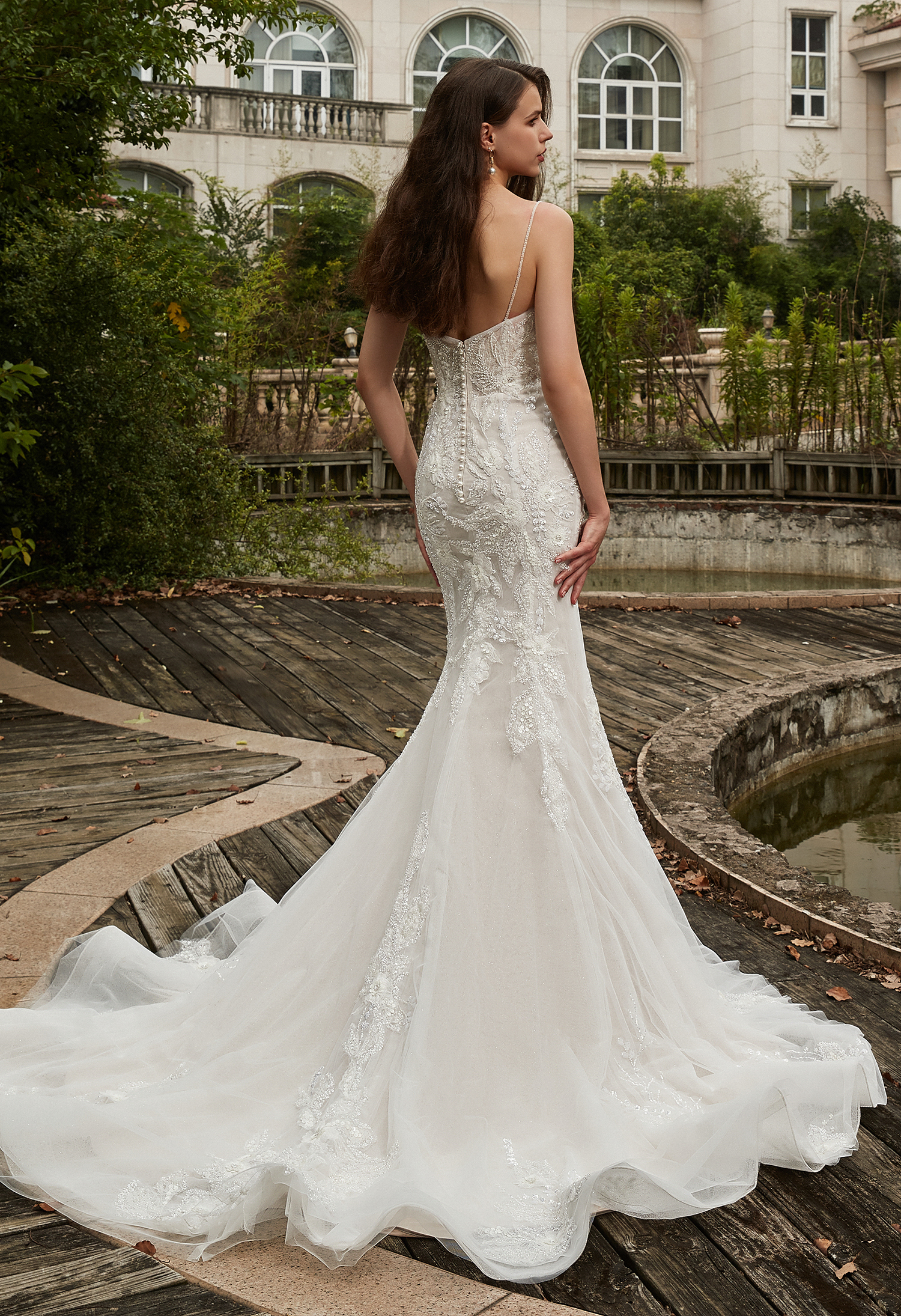 Beaded Sequins Lace And Detachable Overskirt Wedding Dress - wedding dress at Lacy Bridal San Antonio