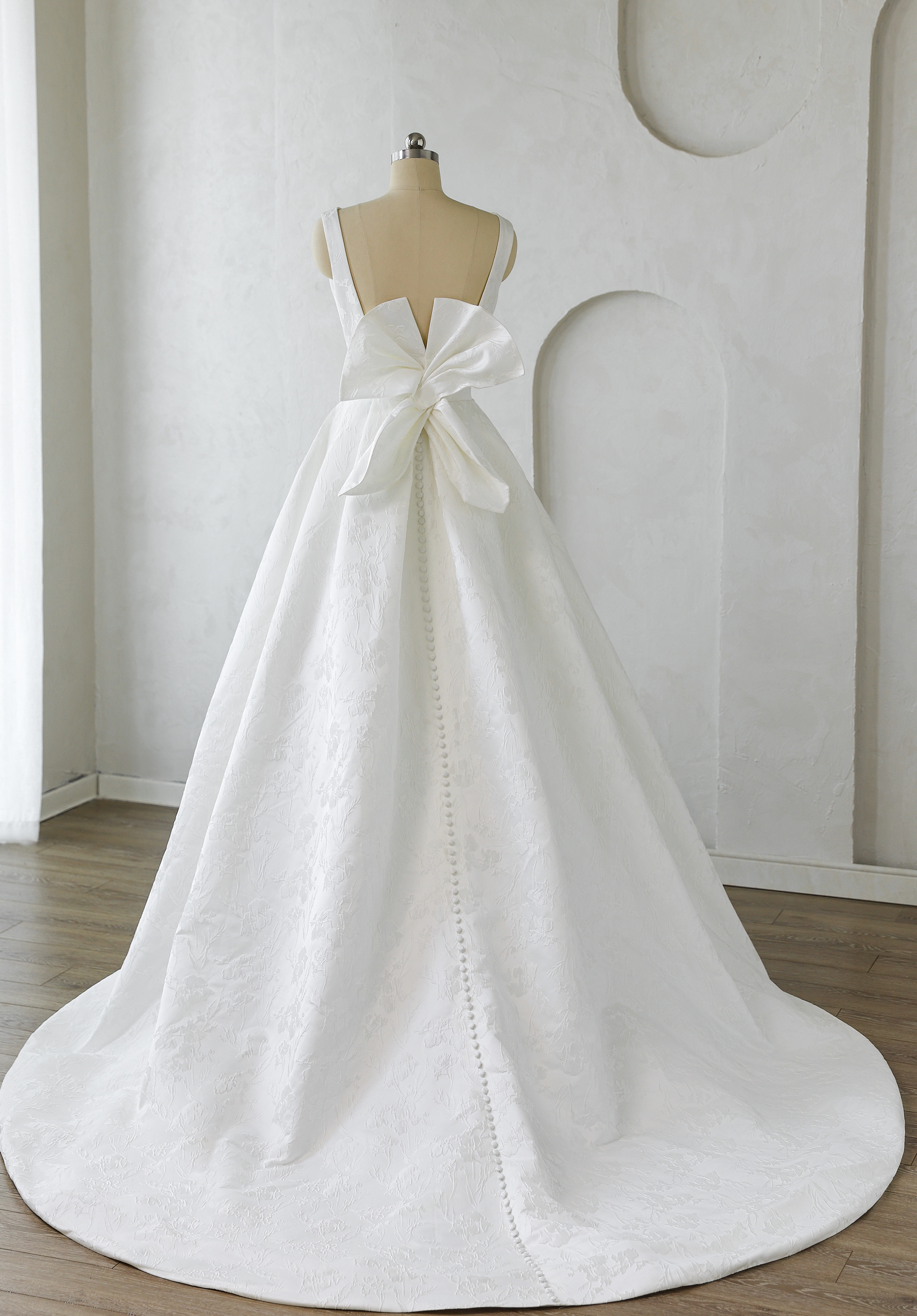 Textured Jacquard Ball Gown with Plunging Neckline - wedding dress at Lacy Bridal San Antonio