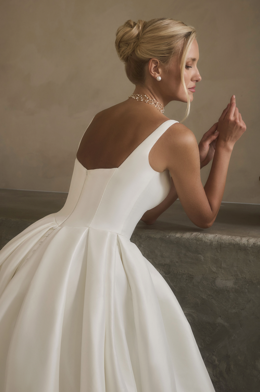 Square Neck Mikado Wedding Dress - wedding dress at Lacy Bridal San Antonio