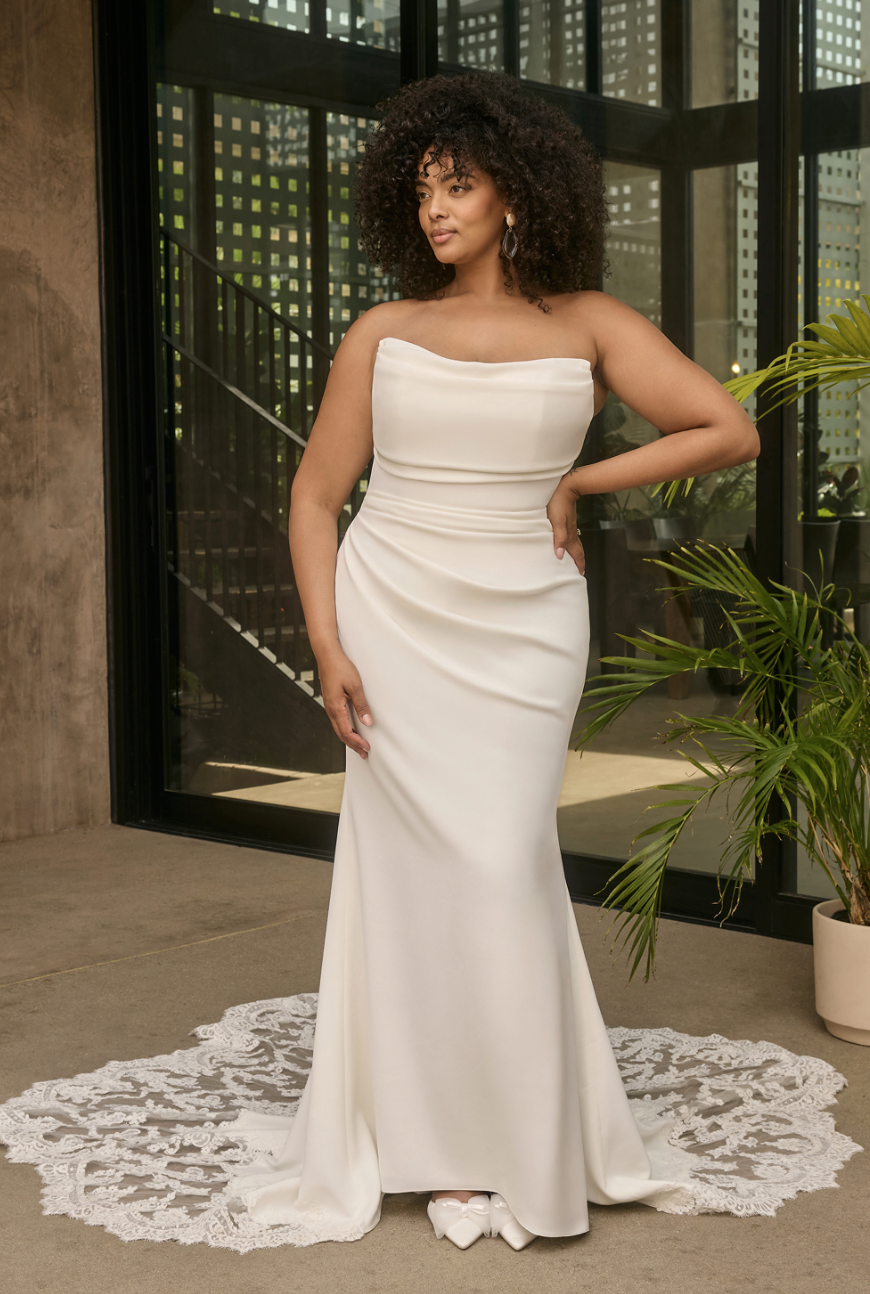 Scoop Neck Fit & Flare Wedding Dress - wedding dress at Lacy Bridal San Antonio