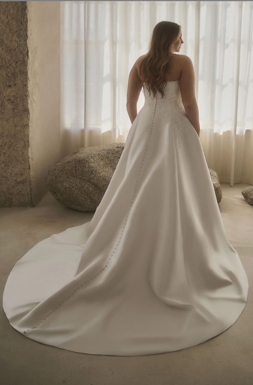Stretch Mikado Sophisticated A-Line Wedding Gown - wedding dress at Lacy Bridal San Antonio