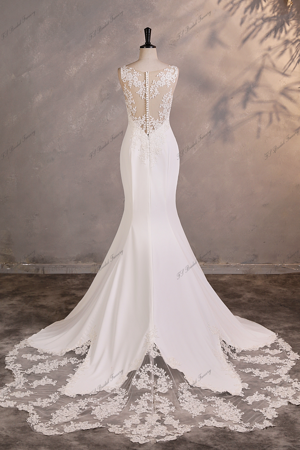 Simple Crepe Fit-and-Flare Wedding Dress | Minimalist Elegance by Lacy Bridal - wedding dress at Lacy Bridal San Antonio