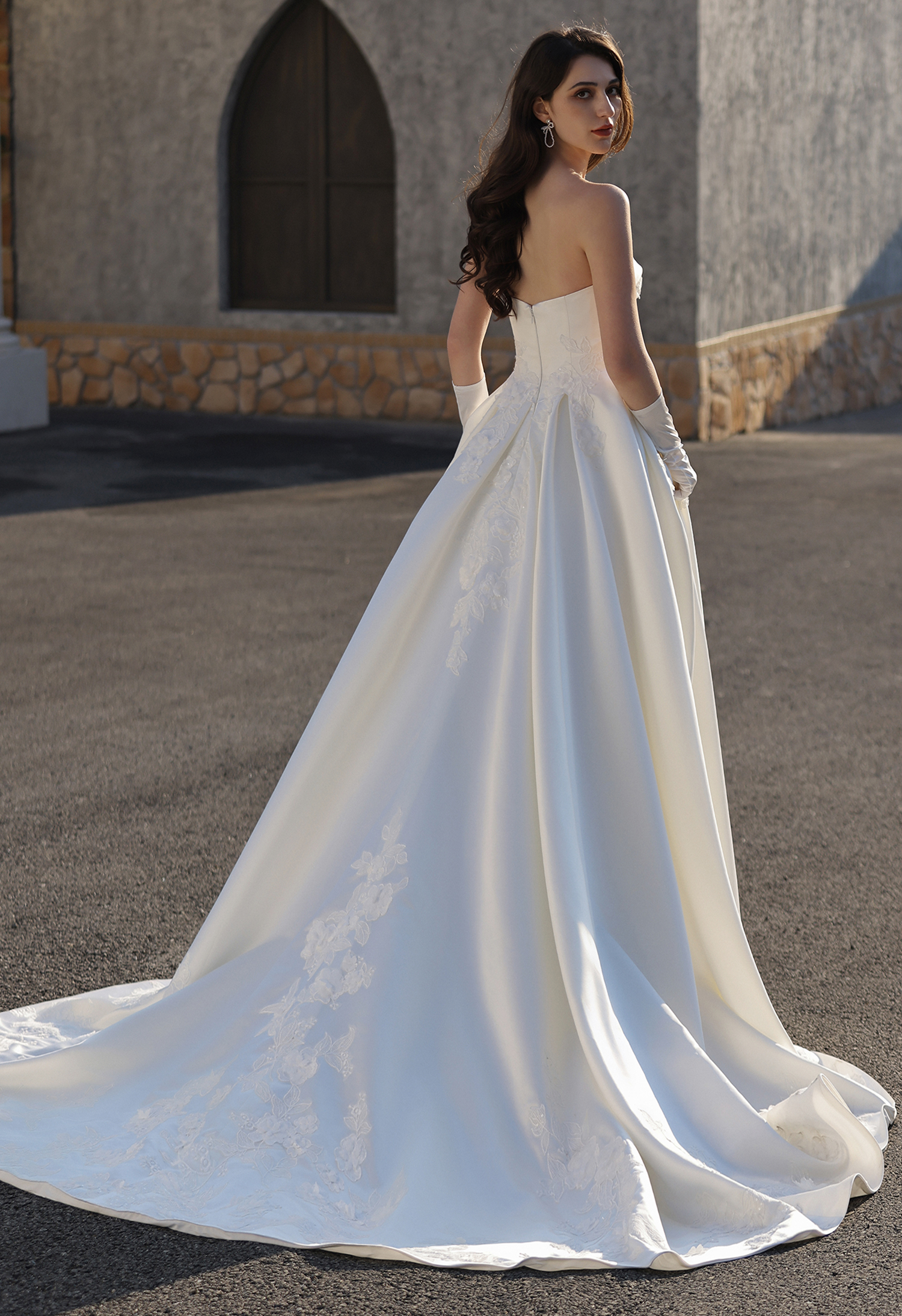Strapless Satin Ball Gown Wedding Dress | San Antonio Bridal - wedding dress at Lacy Bridal San Antonio