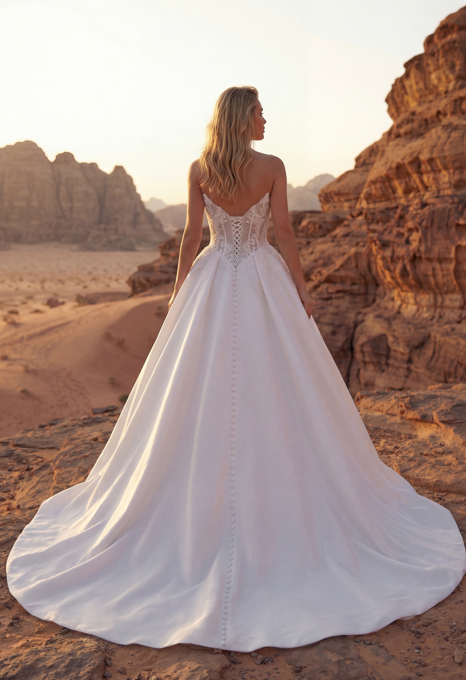 Basque Waist Ball Gown Wedding Dress with Corset Back | Romantic Bridal Gown - wedding dress at Lacy Bridal San Antonio