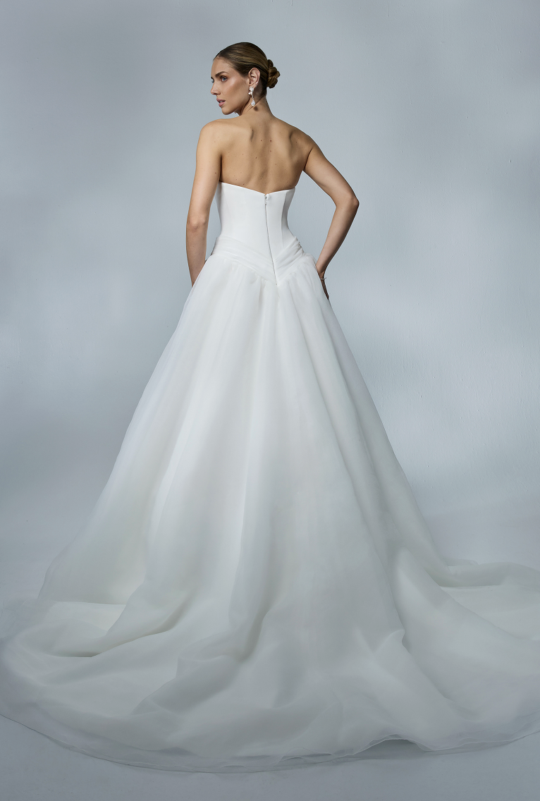 Tulle and Organza Basque Waist Wedding Gown - wedding dress at Lacy Bridal San Antonio